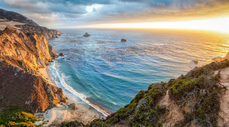 Panoramic view of the Pacific Coast at Big Sur