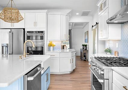 well-equipped modern white kitchen