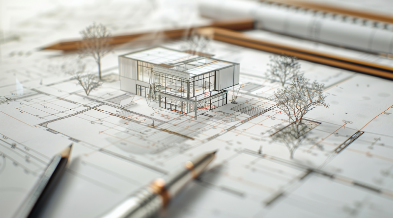 Image of blueprints of a project with a model house on to support Social Housing Projects article