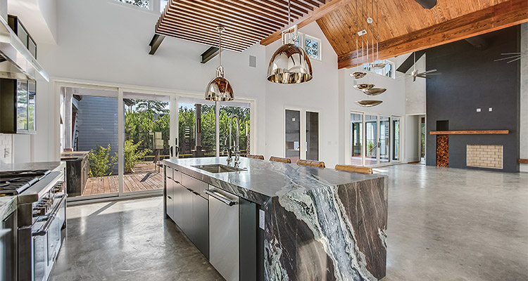 Marble Island Worktop in a modern kitchen