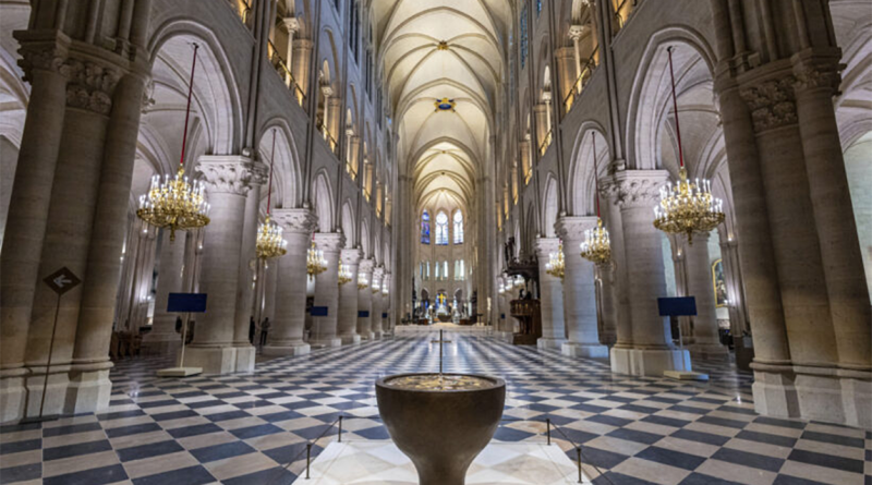 Inside Notre-Dame showcasing new restoration design