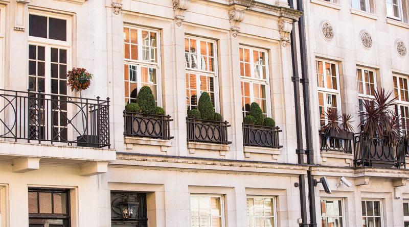 Row of apartments in London’s luxury rental market in Mayfair