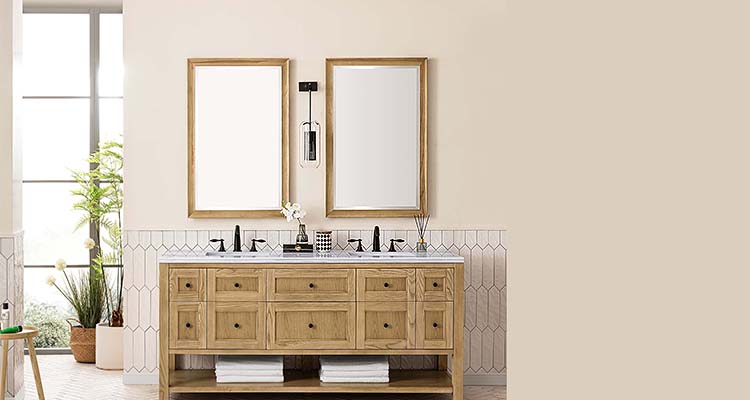 Double Vanity in Light Natural Oak