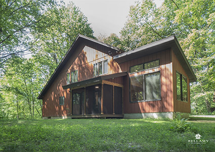 Wooden house amongst trees