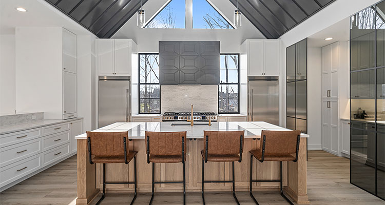 Luxury Kitchen Design with Black Metal and Smoke Glass