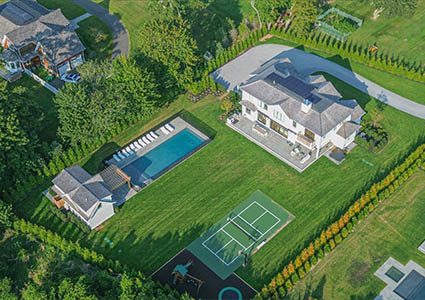aerial view of the property located at 43 Middle Pond Road in Southampton, New York.