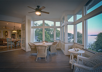 a sunroom or enclosed porch designed and built by Winthorpe Design & Build