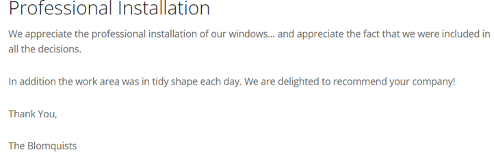 Positive customer review