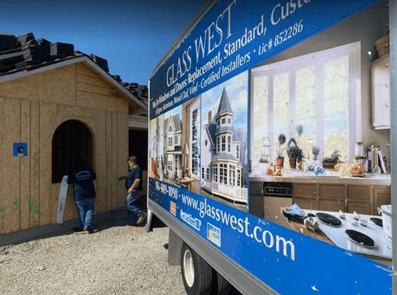 Glass West sign on van