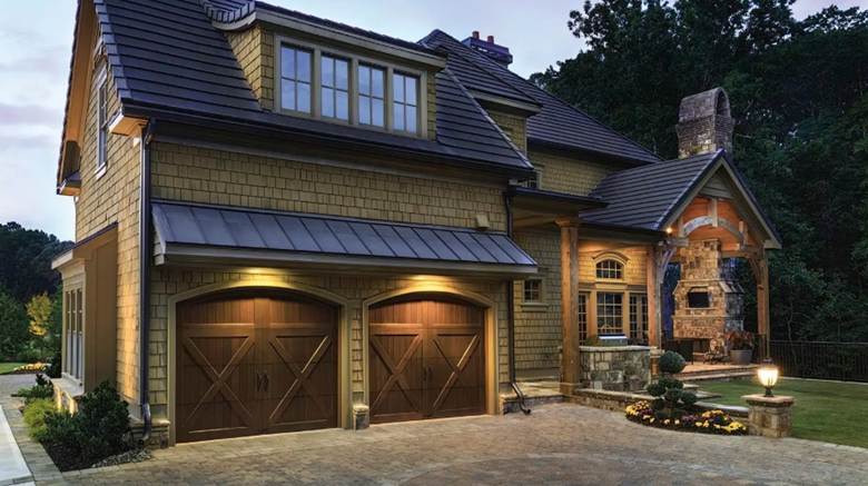 Barn style garage door installation by Liberty Door and Awning