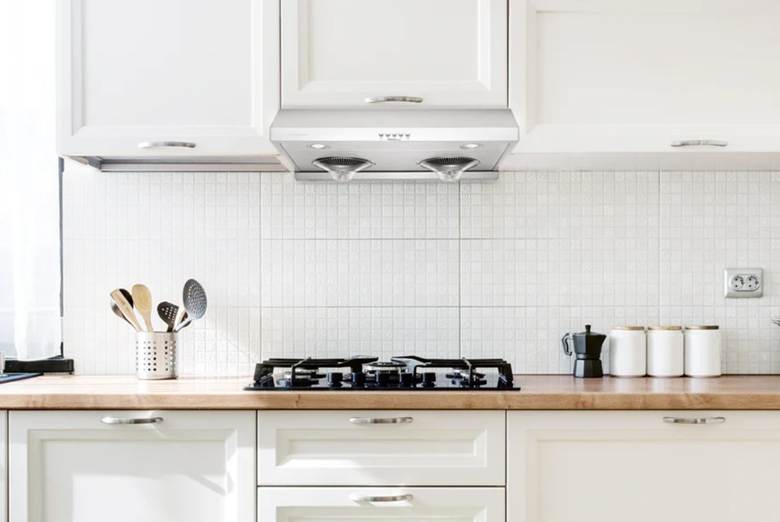 Modern kitchen featuring Hauslane Under-Cabinet Range Hood