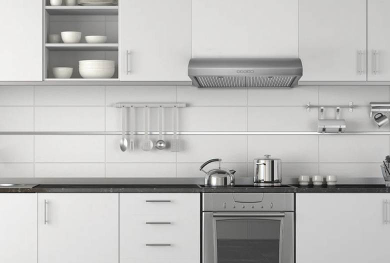 Hauslane under-cabinet range hood in modern sleek kitchen