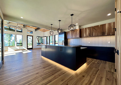 a  modern, open-concept kitchen and living space