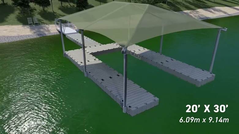 Stylish shade solutions customized to the waterfront property. Image: EZ Dock.