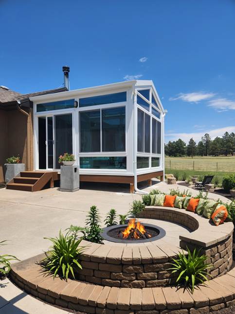 Add-on sunroom by Colorado Sunroom and Window.