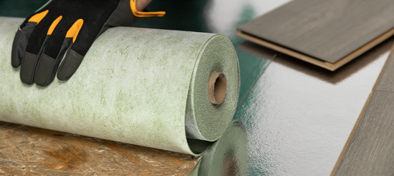 floorMuffler® underlay being rolled out on floor