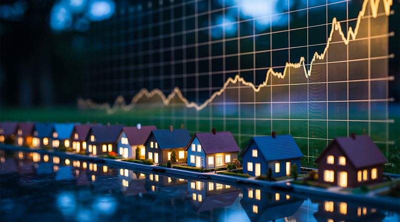 Residential housing development in the US with construction activity underway