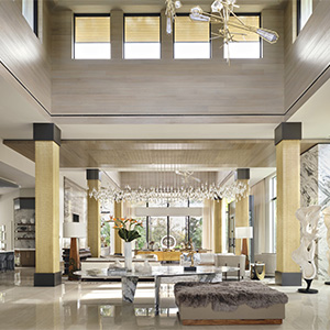 the grand lobby of a luxury estate