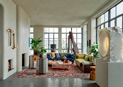 the interior of a luxurious industrial loft in New York City