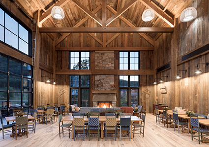the interior of "The Barn" at the Silo Ridge Field Club in Amenia, New York