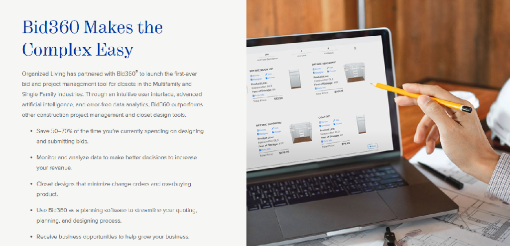 Organized Living Bid360 tool
