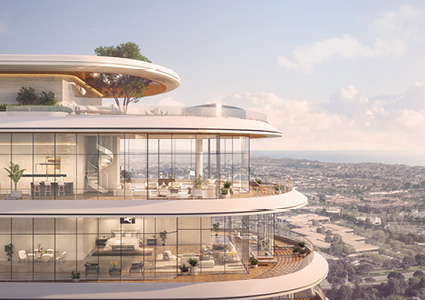 an architectural rendering of The Ritz-Carlton Residences in Newport Beach, California