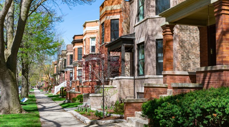 Residential homes in a Chicago neighborhood highlighting efforts to improve first-time homeownership affordability.