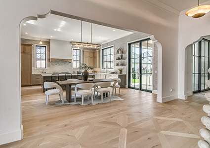 a spacious, open-concept home interior with a bright and airy modern design