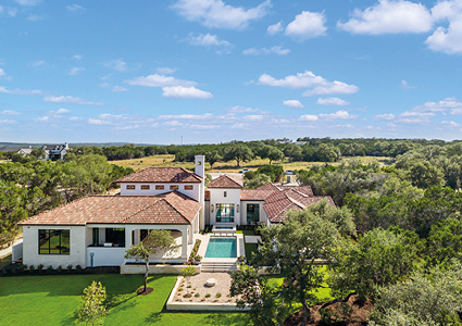 an aerial photograph of a large, luxurious estate