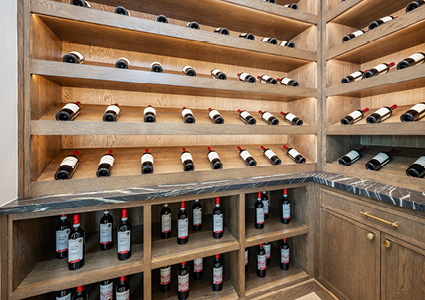 a well-organized, luxurious custom wine cellar