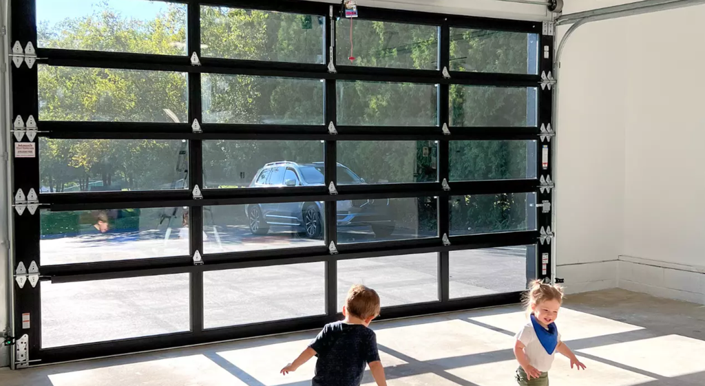 children playing in modern garage space